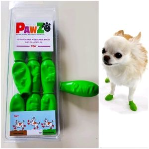 Tiny Pawz protection dogs boots green. Smallest dog. 1" paws.